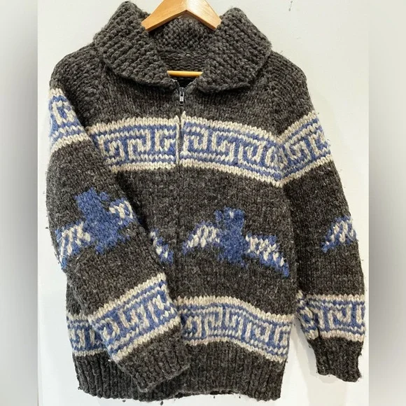 Sweaters Vintage Handknit 10 Wool Cowichan Siwash Sweater Size